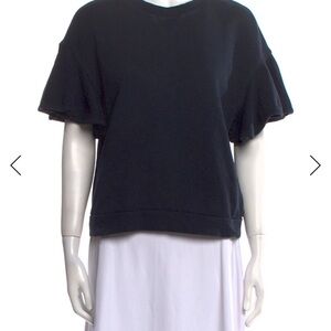 Ulla Johnson Navy Ruffle Sleeve Sweatshirt